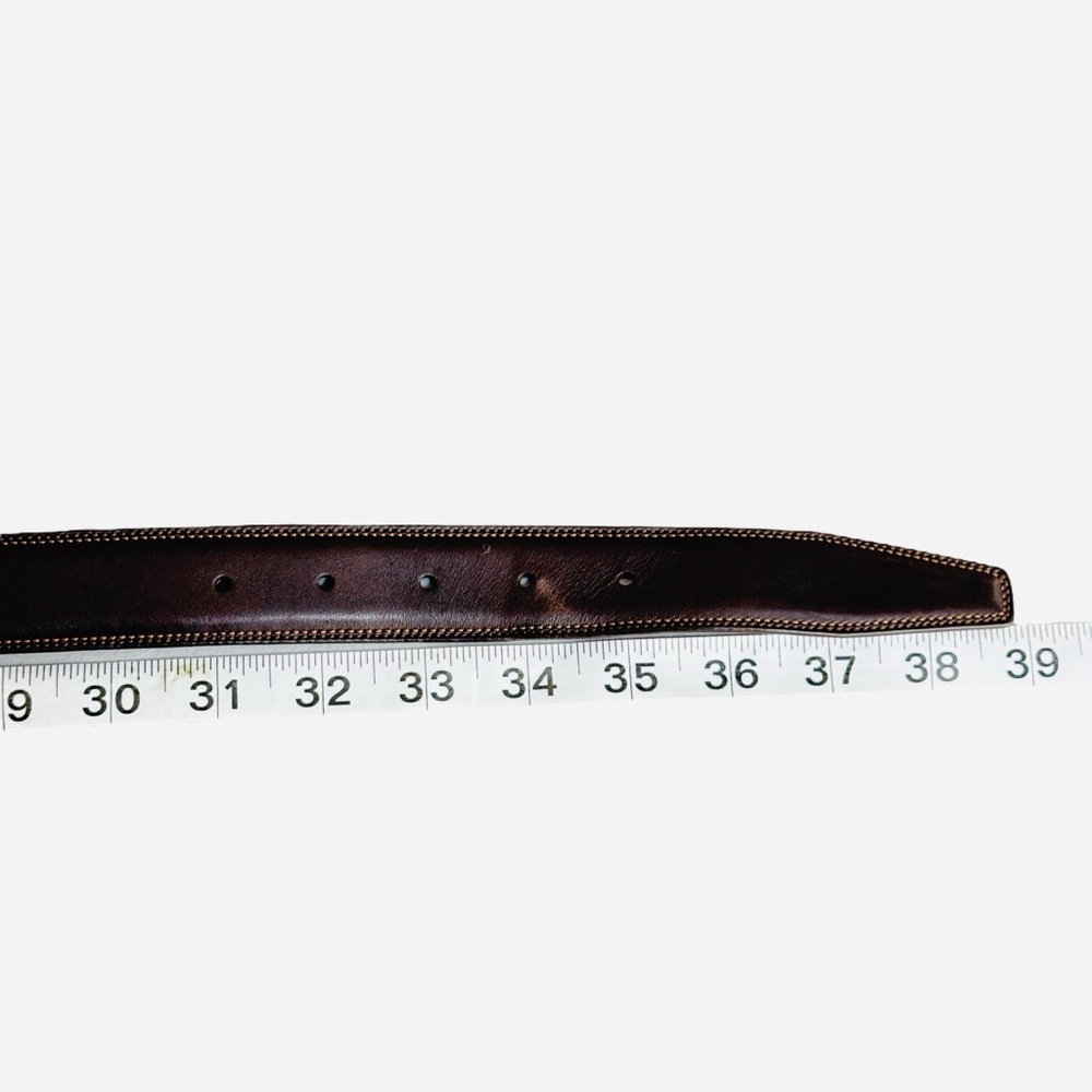 COACH Brown Genuine CalfSkin & Solid Brass Buckle Classic Men’s Belt Sz 32/80cm - Picture 4 of 8